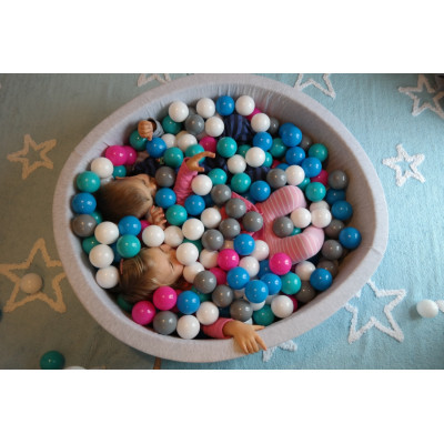 Piscina rotonda grigia per bambini con 150 palline colorate Piscina rotonda grigia per bambini con 150 palline colorate